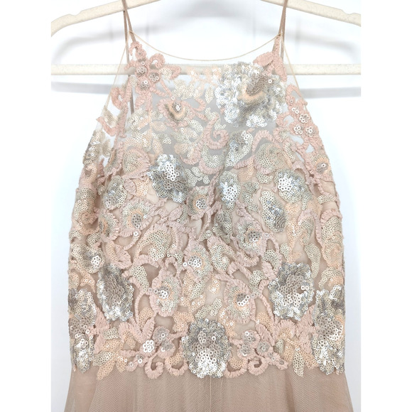 Watters Carly Lace Sequin Bodice Sheer Tulle Skirt Maxi Bridal Formal Event Gown - Picture 5 of 15